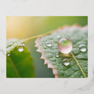 Dewdrop Nature Colourful Wildlife Serene Tranquil  Foil Holiday Postcard