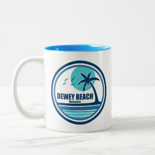 Dewey Beach Delaware Palm Tree Birds Two-Tone Coffee Mug