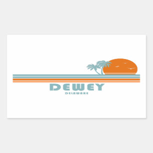 Dewey Beach Delaware Sun Palm Trees Rectangular Sticker