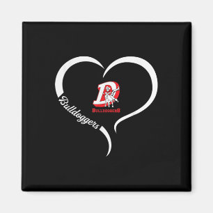Dewey Bulldoggers Logo Half Heart Slogan Hs  Magnet