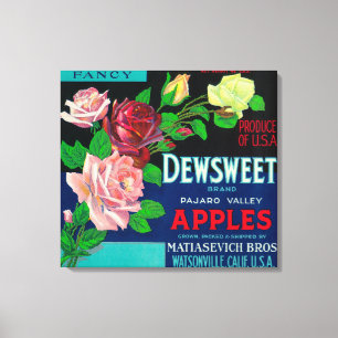 Dewsweet Apple Crate LabelWatsonville, CA Canvas Print