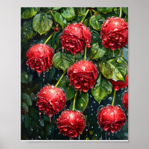 Dewy Rose Water Drops Romantic Nature Home Decor