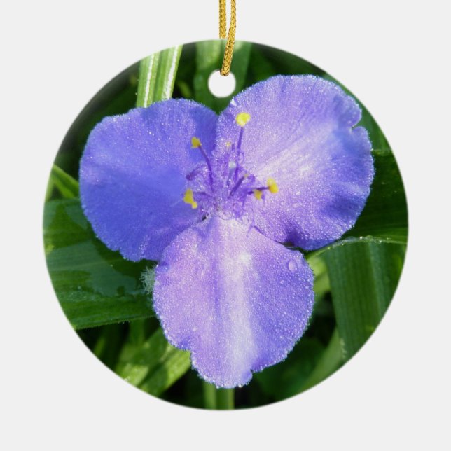 Dewy Trillium Spring Wildflower Ceramic Tree Decoration (Front)