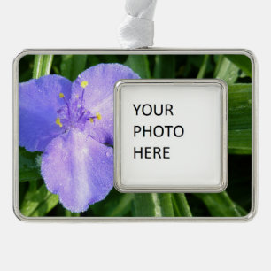 Dewy Trillium Spring Wildflower Silver Plated Framed Ornament