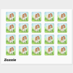 Dexter the Dog and Friends Blenheim Cavalier  Square Sticker