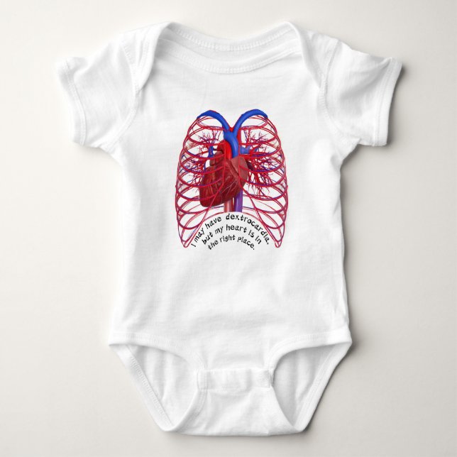 Dextrocardia pun  baby bodysuit (Front)