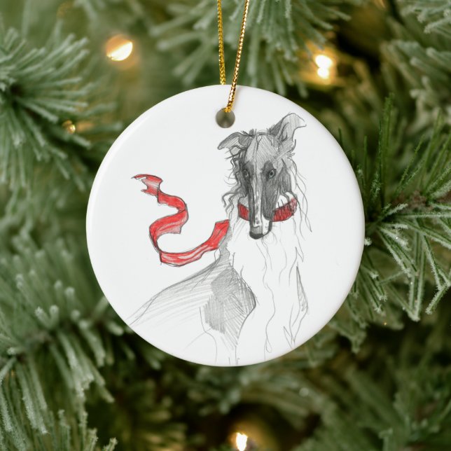 Dezzoi Scott Russian Red Borzoi Christmas Ornament (Tree)