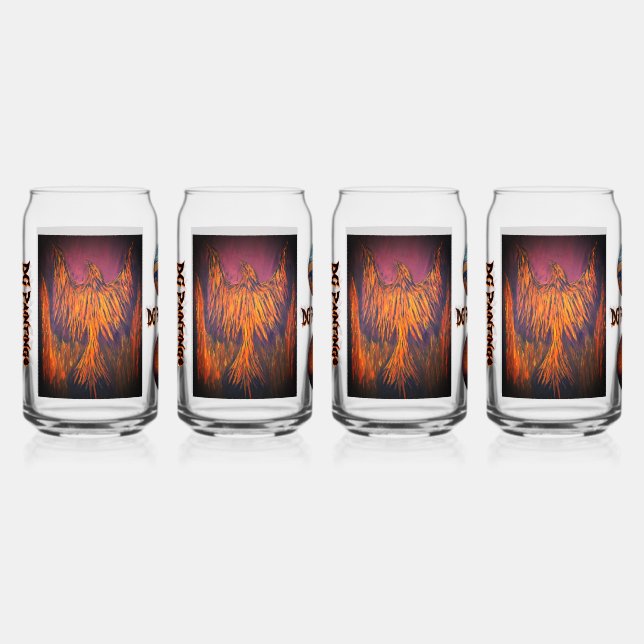 DG Paintings Fire Phoenix Drinkware Set Can Glass (Front)