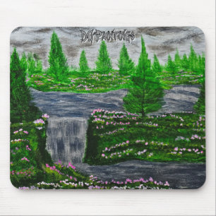 DG Paintings Pine Meadow Waterfall Mouse Pad