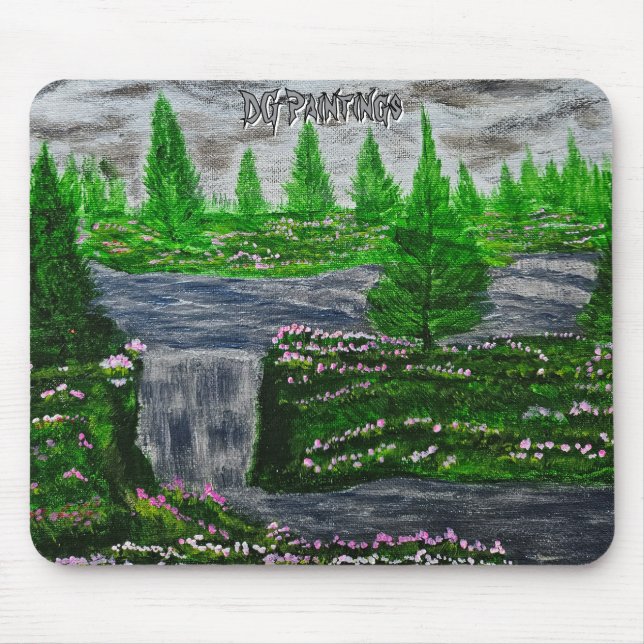 DG Paintings Pine Meadow Waterfall Mouse Pad (Front)