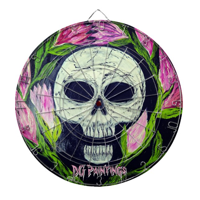 DG Paintings Skull Flower  Dartboard (Front)