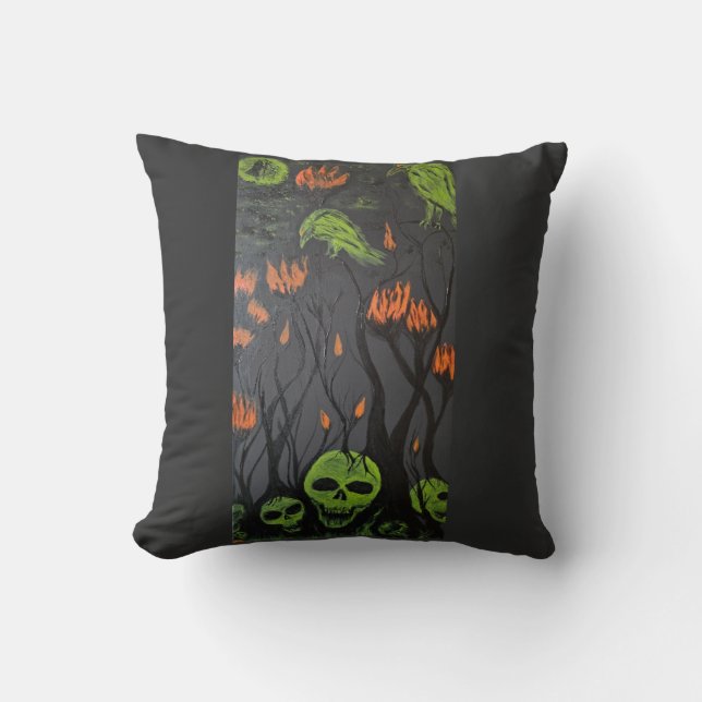 DG Paintings Skull Garden Throw Pillow (Front)