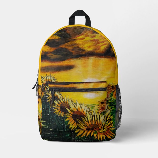 DG Paintings Sunflower Fields Printed Backpack (Front)