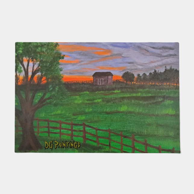 DG Paintings Sunset Cabin Door Mat (Front)