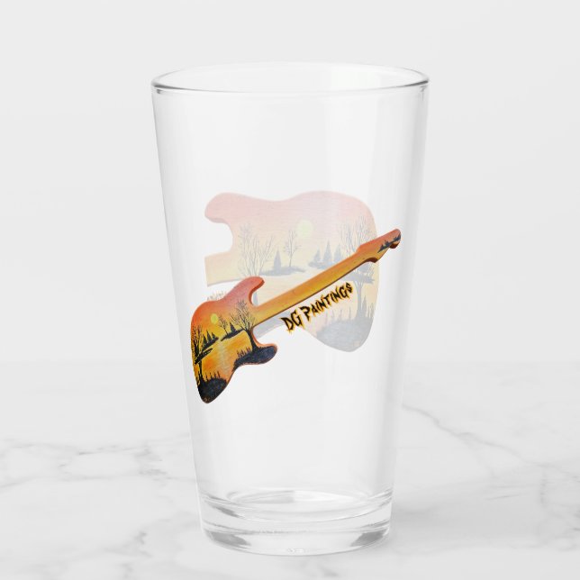 DG Paintings Sunset Lake Guitar Glass (Back)