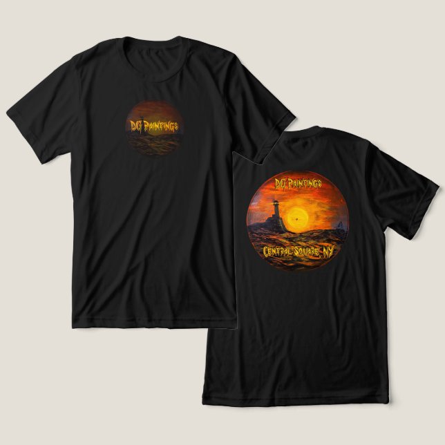 DG Paintings Sunset Lighthouse  Tri-Blend Shirt (Design Front & Back)