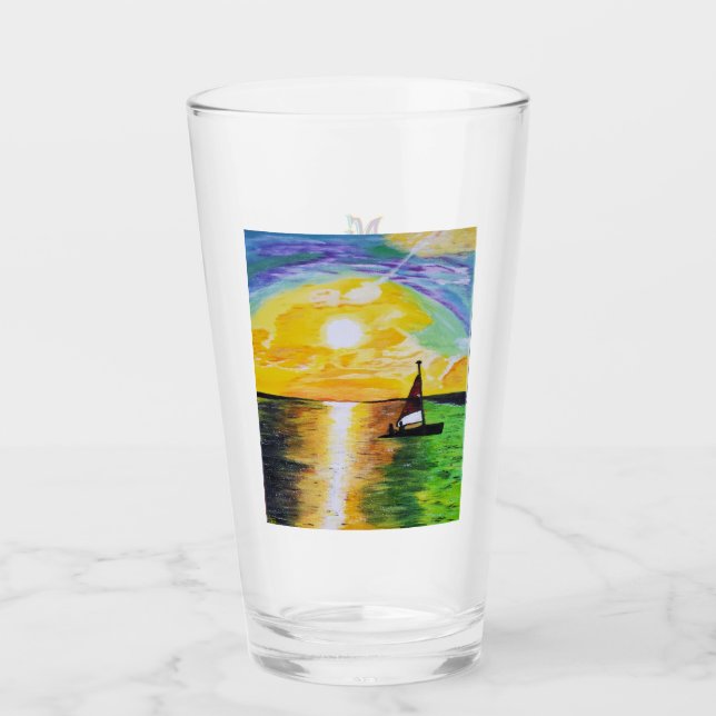 DG Paintings Sunset Sail Glass (Front)
