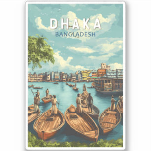 Dhaka Bangladesh Illustration Travel Art Vintage