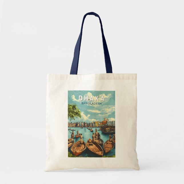 Dhaka Bangladesh Illustration Travel Art Vintage Tote Bag (Front)