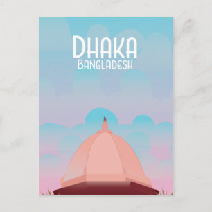 Dhaka Bangladesh Vintage style travel poster. Postcard