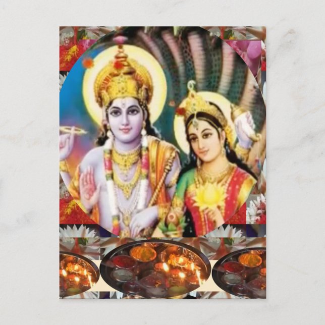 DHAN Laxmi n Lord Vishnu: for Display n Reference Postcard (Front)