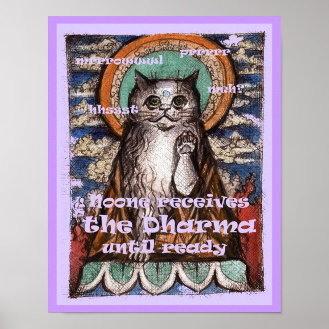 Dharma Cat Four Noble Truths Poster (Front)