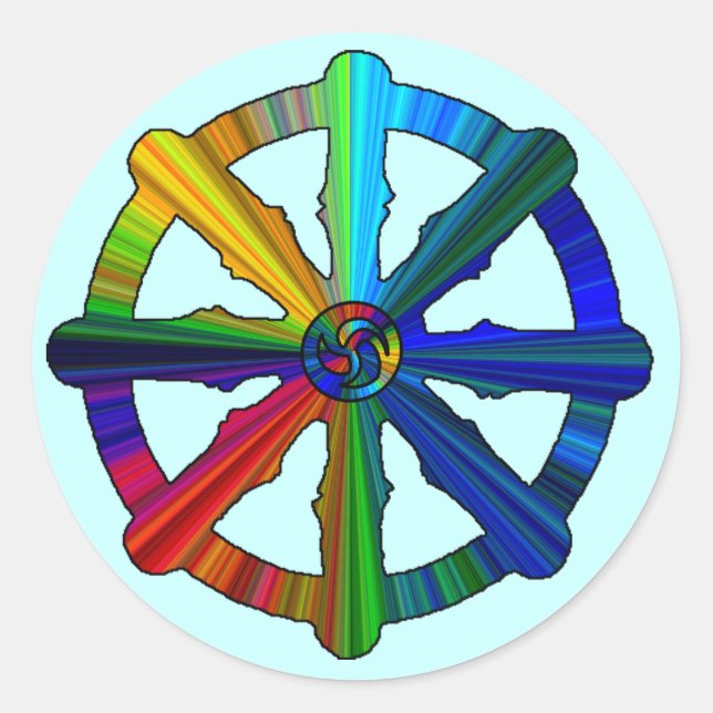 Dharma Wheel Colourful Stickers (Front)