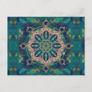 Dharma Wheel - Dharmachakra Gemstone & Gold Postcard