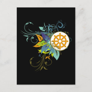 Dharma Wheel Floral Postcard