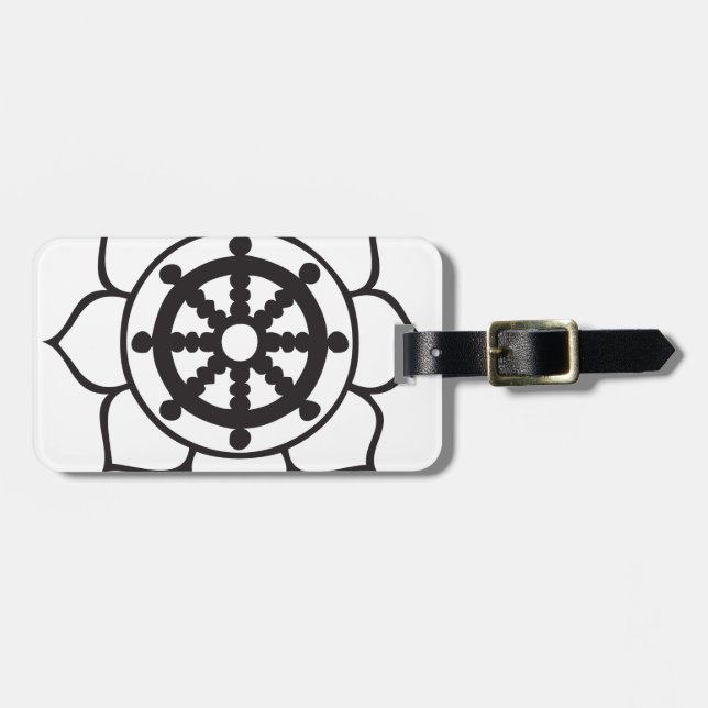 Dharma Wheel Lotus Luggage Tag (Front Horizontal)