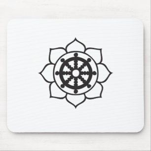 Dharma Wheel Lotus Mouse Pad
