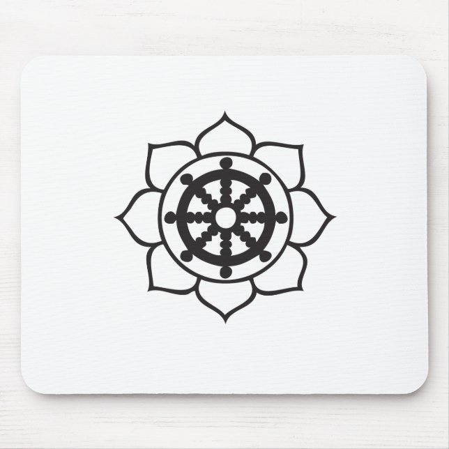 Dharma Wheel Lotus Mouse Pad (Front)