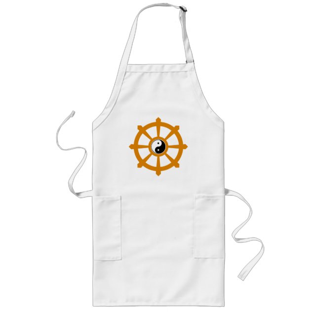 Dharma Wheel Yin Yang Gift Long Apron (Front)
