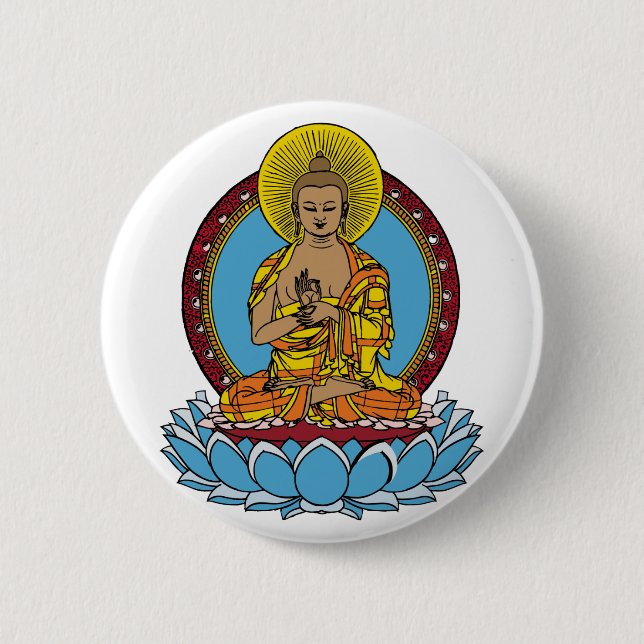 Dharmachakra Buddha 6 Cm Round Badge (Front)