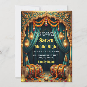Dholki Night Ceremony Invitation card
