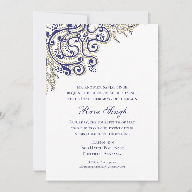 Dhoti Ceremony  Invitation (Front)