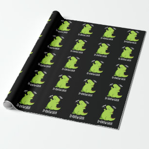 Di-know-saur Funny Dinosaur Pun Dark BG Wrapping Paper