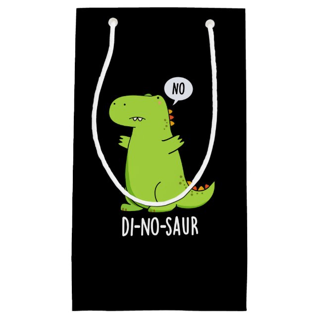 Di-no-saur Funny Dinosaur Puns Dark BG Small Gift Bag (Front)