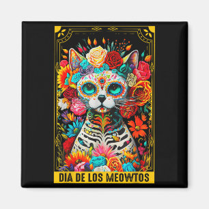 Dia De Los Meowtos Sugar Skull Cat Gift  Magnet