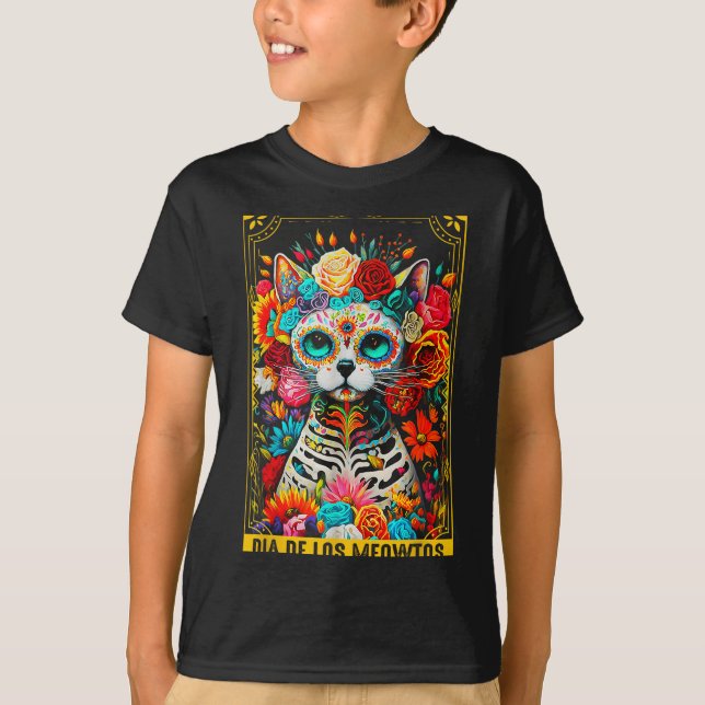 Dia De Los Meowtos Sugar Skull Cat Gift  T-Shirt (Front)