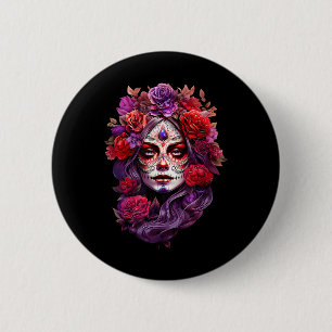 Dia De Los Muertos 2024 Sugar Skull Catrina Day Of 6 Cm Round Badge