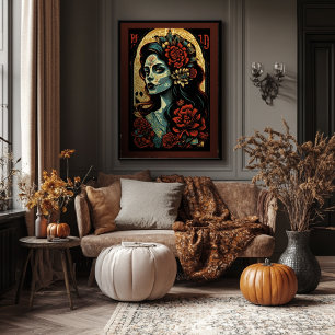 Dia de Los Muertos Art - Vintage Halloween Poster
