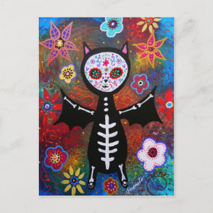 Dia de los Muertos Bat by Prisarts Postcard