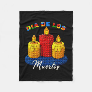 Dia de los muertos brick builder candle mexican fleece blanket