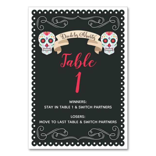 Dia De Los Muertos Bunco Game Table Card (Front)
