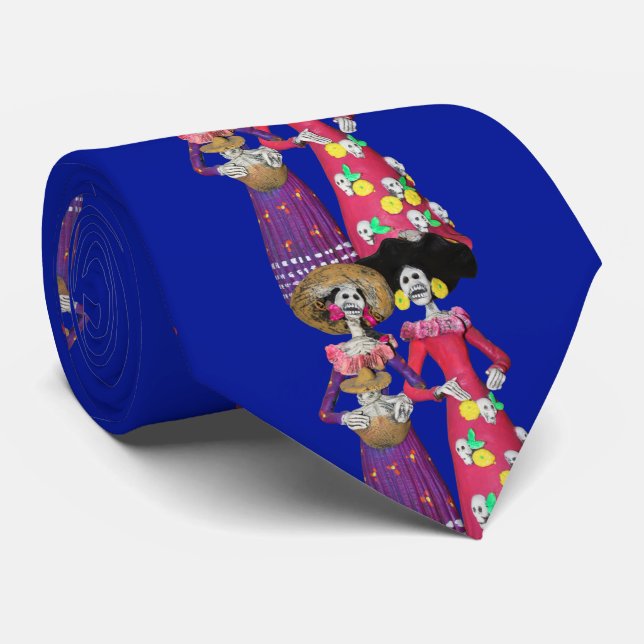 Dia De Los Muertos Calavera Amigas Tie (Rolled)