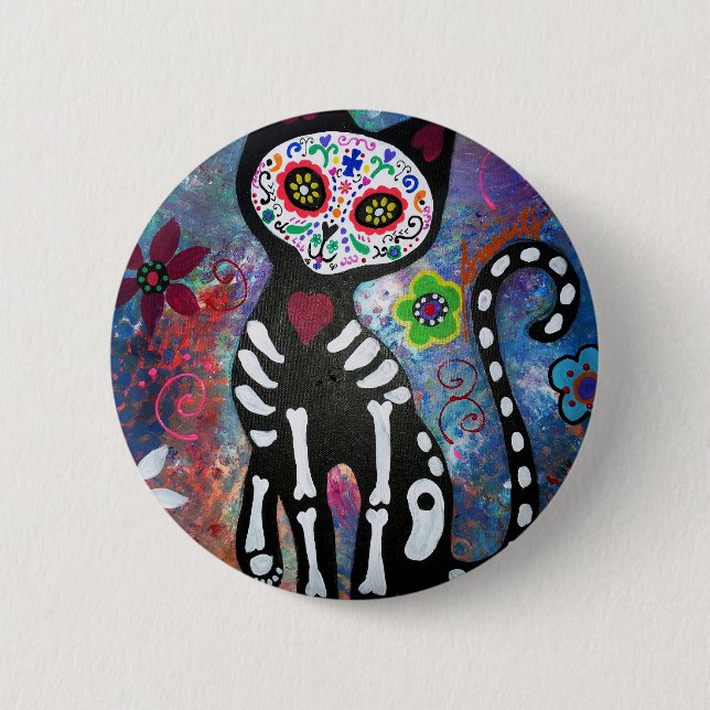 Dia de los Muertos Cat 6 Cm Round Badge (Front)