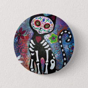 Dia de los Muertos Cat 6 Cm Round Badge