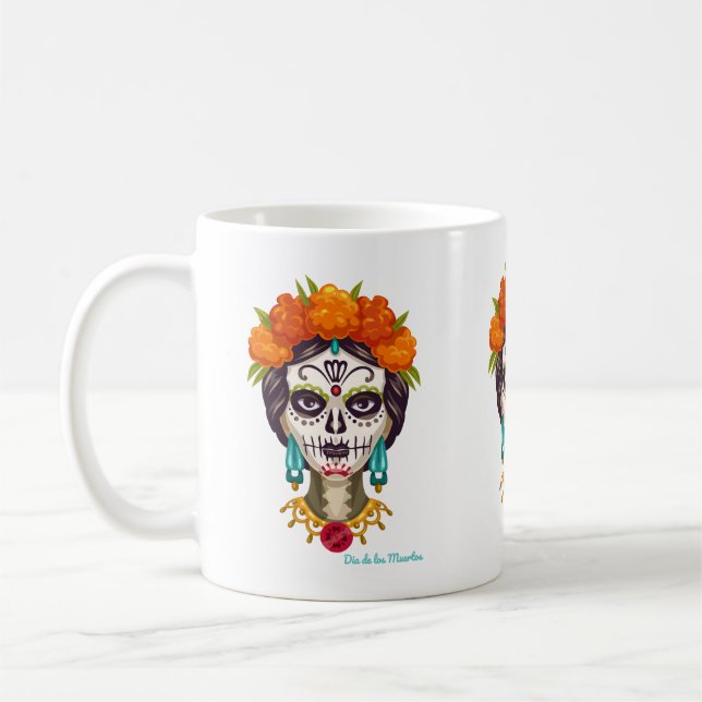 Dia de Los Muertos Catrina Coffee Mug (Left)
