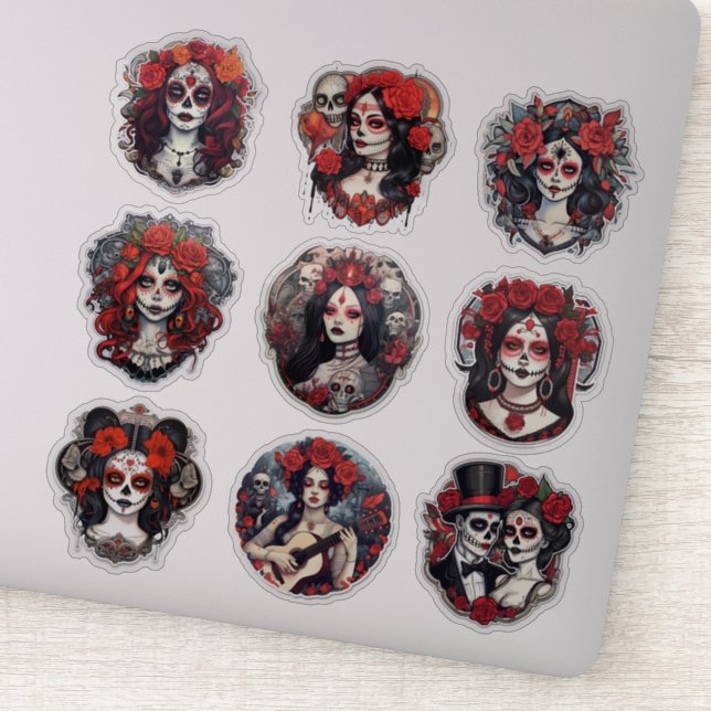 Dia de los Muertos Celebration Sticker Set (Detail)